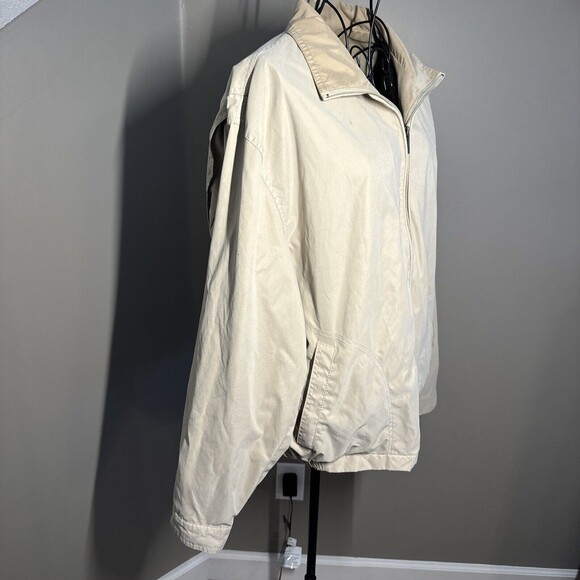 IZOD Jacket Men Medium Beige Long Sleeve Polyester Blend Mesh Lined Full Zip - Picture 2 of 10
